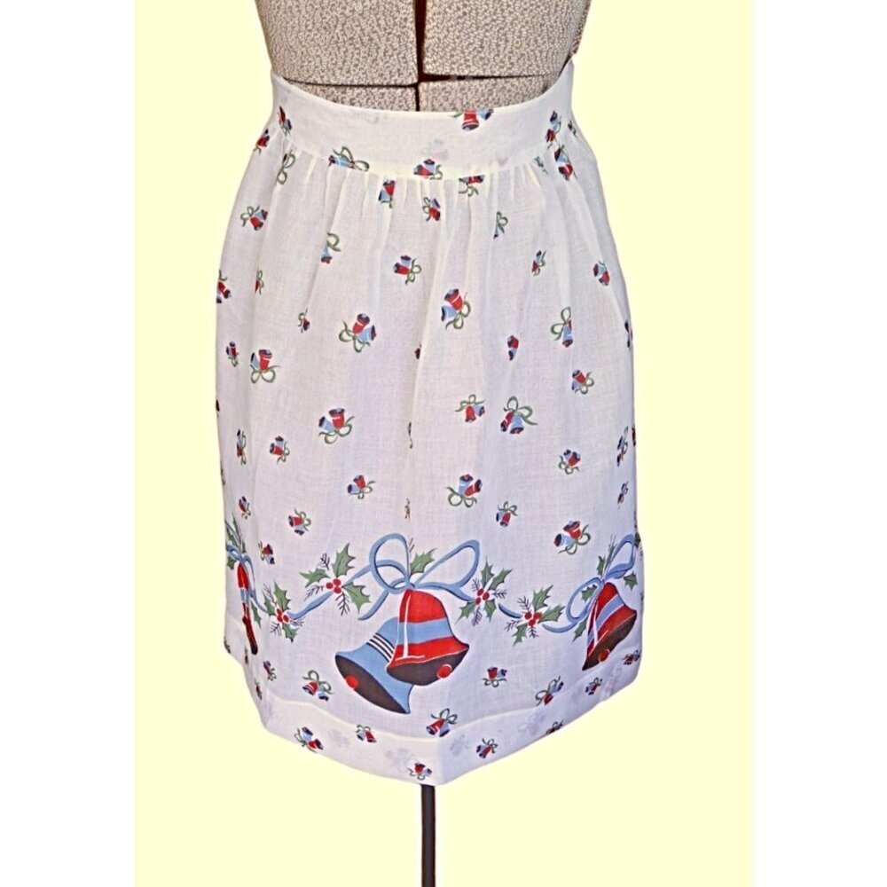 Vintage Christmas Apron Jingle Bells Design 1950s